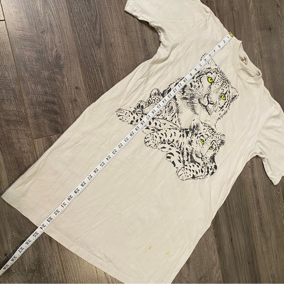 Vintage T-shirt dress / nightie snow leopard cat family 100 % Cotton Hong Kong - Picture 6 of 7